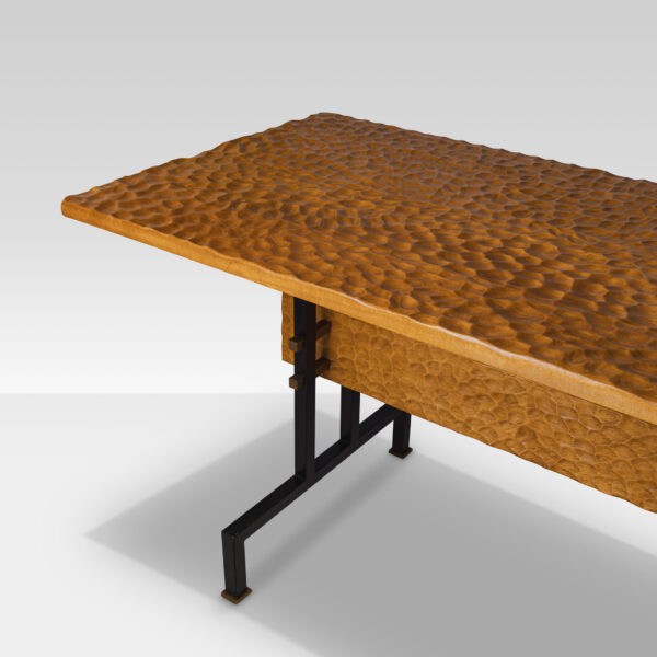 1960s Italian Desk | Console hand-chiseled Wood - Image 2