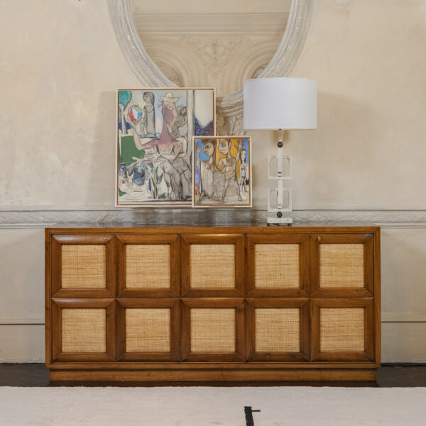 1930s Italian Walnut and Raffia Sideboard - immagine 4