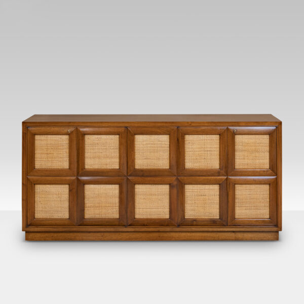 1930s Italian Walnut and Raffia Sideboard