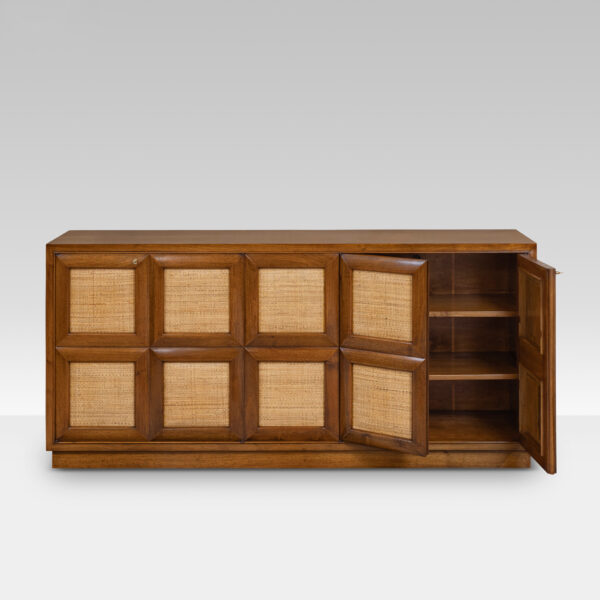 1930s Italian Walnut and Raffia Sideboard - immagine 2