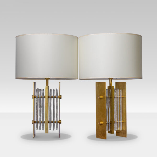 Brass and Blown Glass Italian Lamps