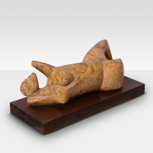 Italian Rosso Verona Marble Figurative Sculpture, 1975