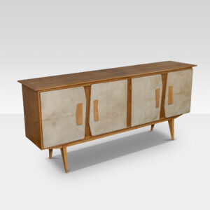 Italian Wood and Parchment Sideboard, 1960s