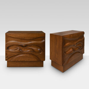 F Edition Wood Sculptural Pair of Chests of Drawers