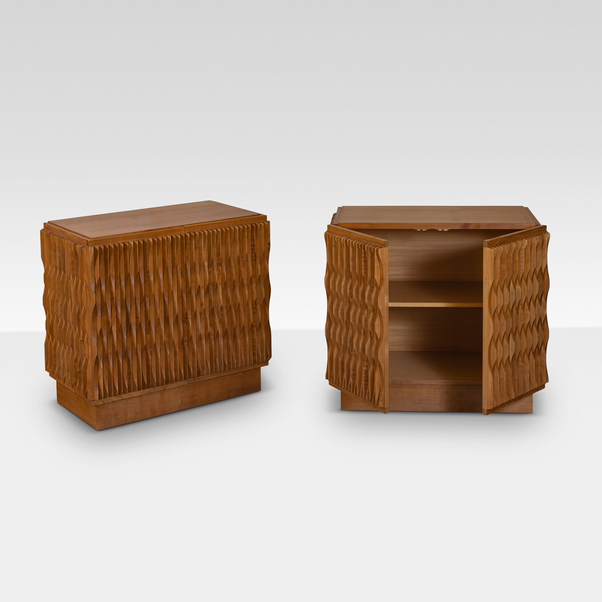 F Edition Wood Sculptural Pair of Cabinets - Image 2