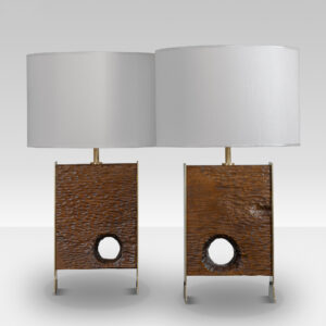 1970's Sculptural Wood Table Lamps  |  Pair