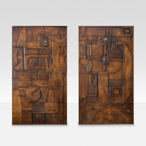 Nerone & Patuzzi for Gruppo NP2, Pair of Decorative Wood Panels Italy 1967