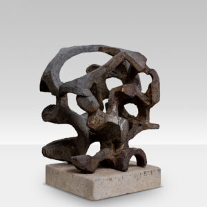 Abstract Metal Sculpture, Marble Base, Italy 1970s