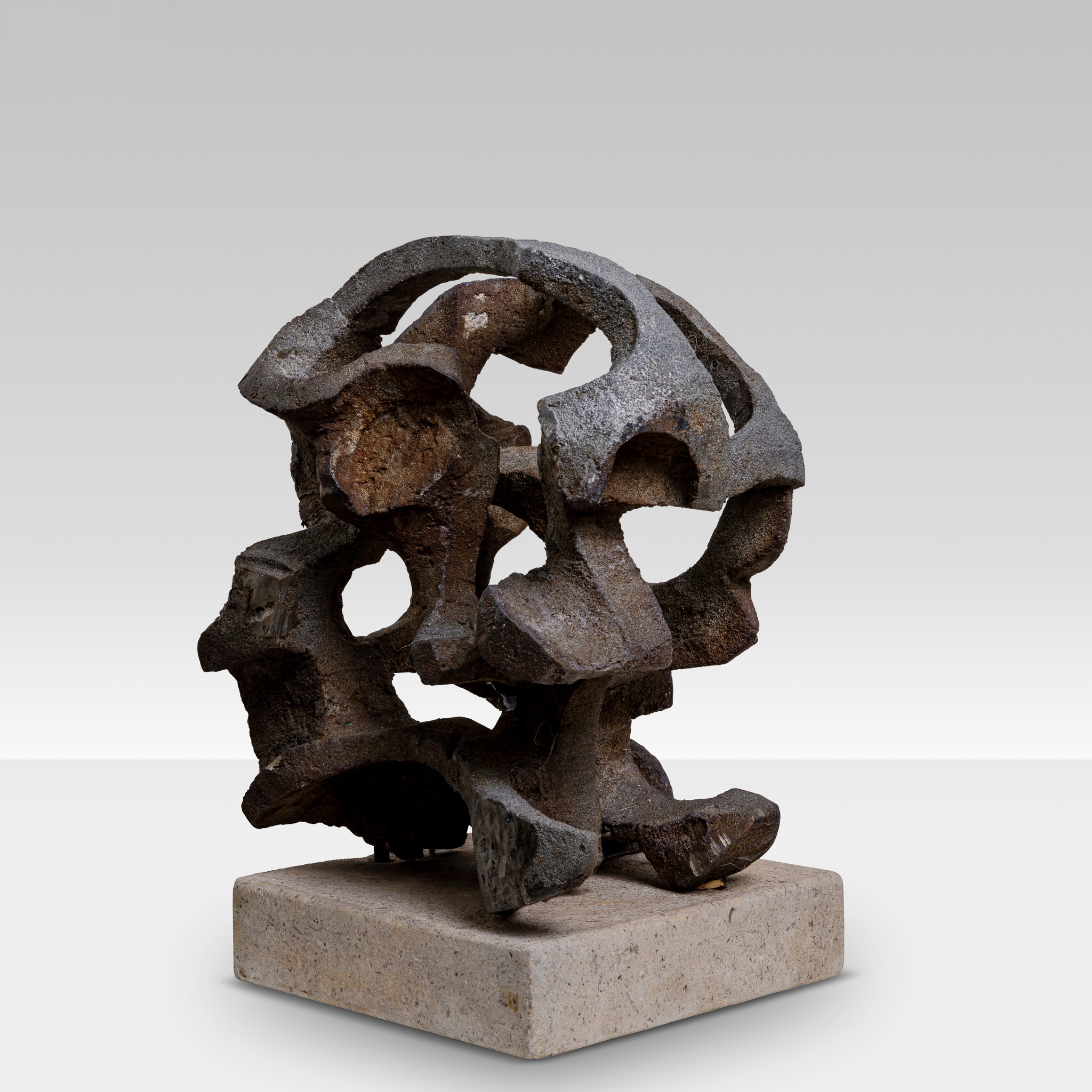 Abstract Metal Sculpture, Marble Base, Italy 1970s - Image 2