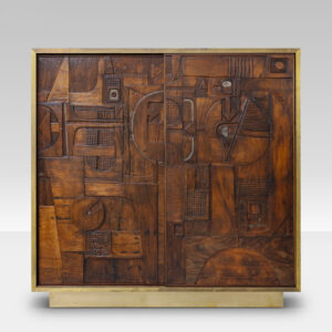 Cabinet | Nerone & Patuzzi for Gruppo NP2 | Pair of Decorative Wood Panels | Italy 1967