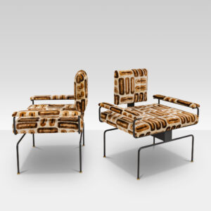 Contemporary Pair of Armchairs, 1970s Jacquard fabric