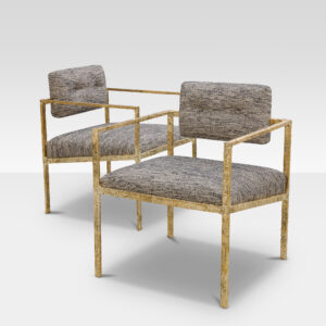 F Edition Sculptural Brass Armchairs